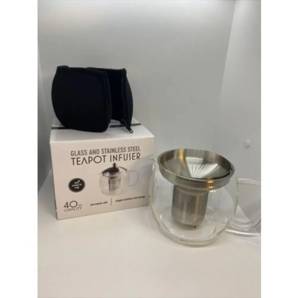 Willow & Everett 40oz Microwave Glass Tea Teapot with Stainless steel infuser
